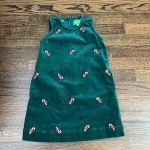 Castaway girls corduroy shift dress with embroidered candy canes